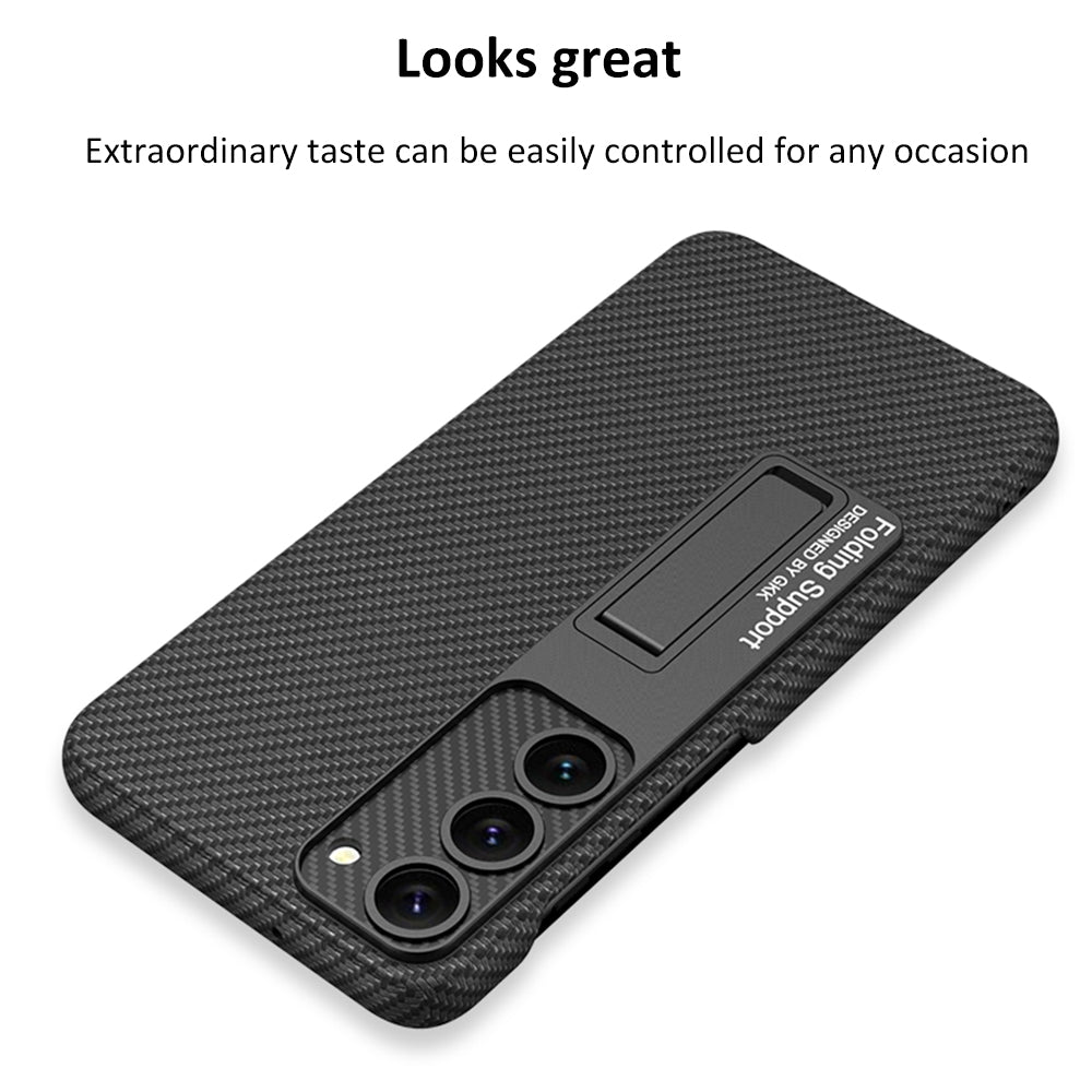 GKK Protective Phone Back Cover For Samsung Galaxy S23 PU Leather Coated Hard PC Phone Case with Hidden Kickstand GKK Protective Phone Back Cover For Samsung Galaxy S23 PU Leather Coated Hard PC Phone Case with Hidden Kickstand